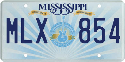 MS license plate MLX854