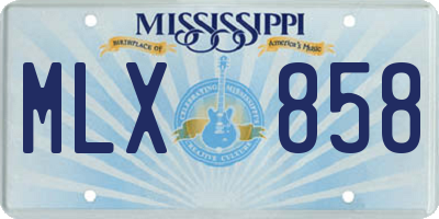 MS license plate MLX858