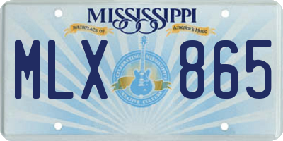 MS license plate MLX865