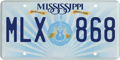 MS license plate MLX868