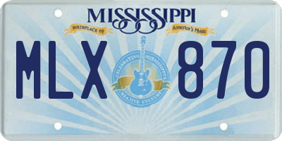 MS license plate MLX870
