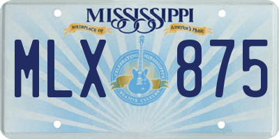 MS license plate MLX875