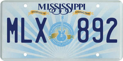 MS license plate MLX892