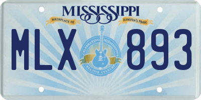 MS license plate MLX893