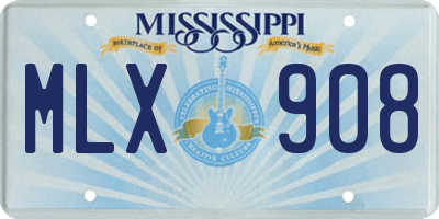 MS license plate MLX908