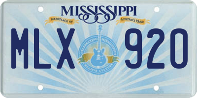 MS license plate MLX920