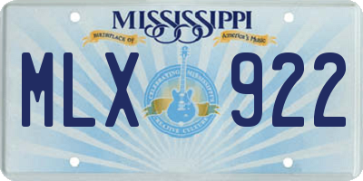 MS license plate MLX922