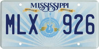MS license plate MLX926