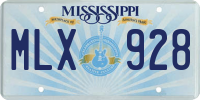 MS license plate MLX928