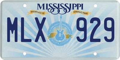 MS license plate MLX929