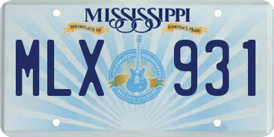 MS license plate MLX931