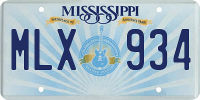 MS license plate MLX934