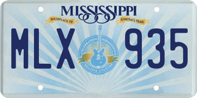 MS license plate MLX935