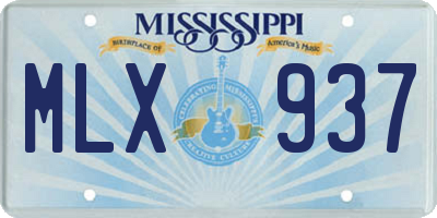 MS license plate MLX937