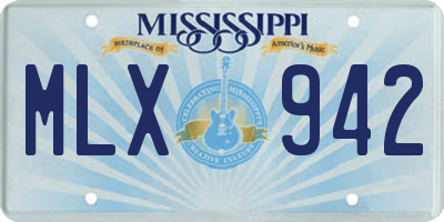 MS license plate MLX942