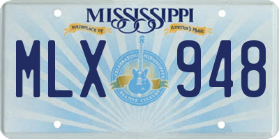 MS license plate MLX948