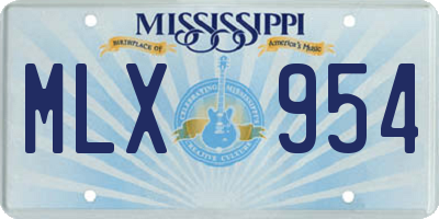 MS license plate MLX954
