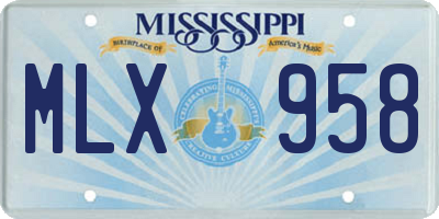 MS license plate MLX958