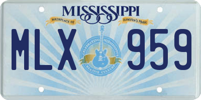 MS license plate MLX959