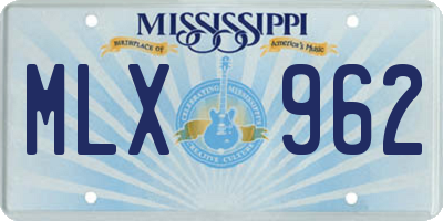 MS license plate MLX962
