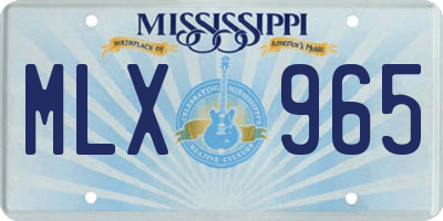 MS license plate MLX965