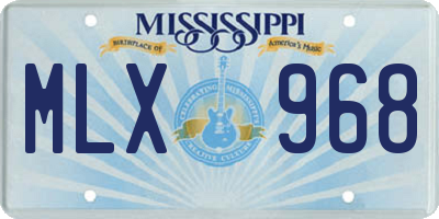 MS license plate MLX968