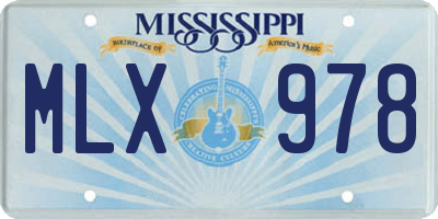 MS license plate MLX978