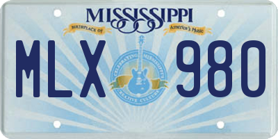 MS license plate MLX980