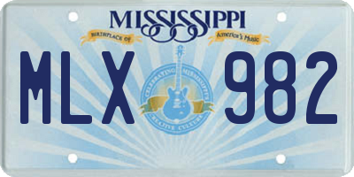 MS license plate MLX982