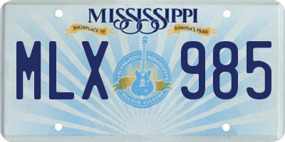 MS license plate MLX985