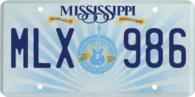 MS license plate MLX986