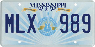 MS license plate MLX989