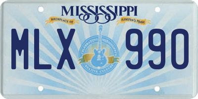 MS license plate MLX990