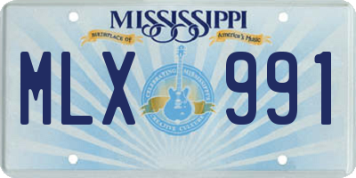 MS license plate MLX991