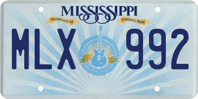 MS license plate MLX992