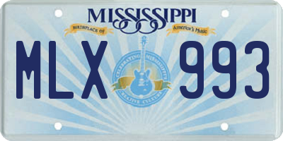 MS license plate MLX993