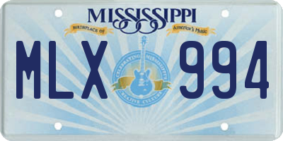 MS license plate MLX994