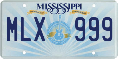 MS license plate MLX999