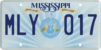 MS license plate MLY017