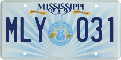 MS license plate MLY031