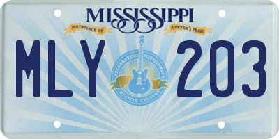 MS license plate MLY203