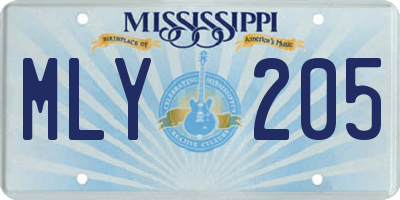 MS license plate MLY205