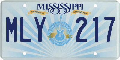 MS license plate MLY217