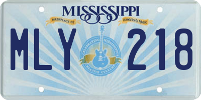 MS license plate MLY218