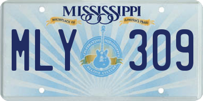 MS license plate MLY309