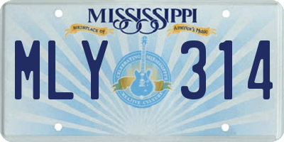 MS license plate MLY314