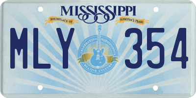 MS license plate MLY354