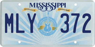 MS license plate MLY372