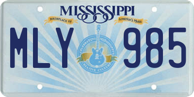 MS license plate MLY985