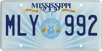 MS license plate MLY992
